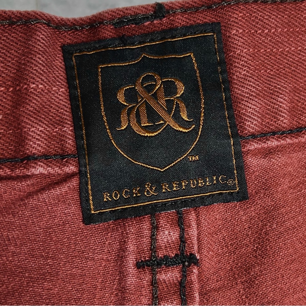 ⭐️ Rock & Republic Men’s Colburg Brick Red Straight Leg Y2K Jeans Size 30x32 - Picture 13 of 16